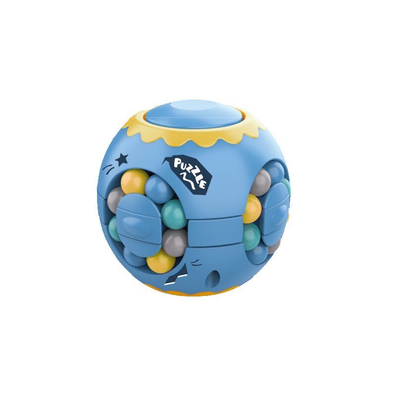 1Pc Anti-Stress Roterende Magic Bean Cube Vingertop Fidget Volwassenen Kids Stress Relief Speelgoed Grappige Educatief Doorbraak Game: Round blue