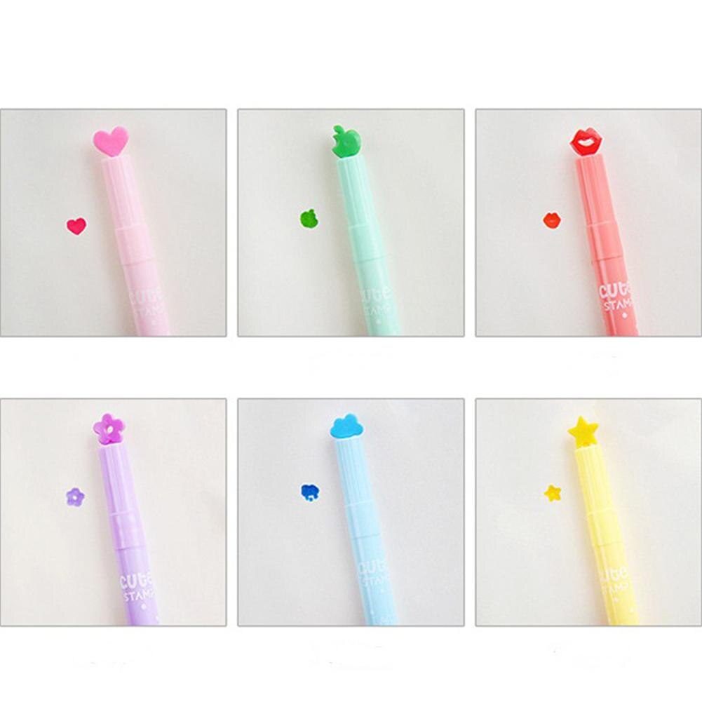 6 pcs/lot Pattern seal cartoon cute highlighter marker pen marker office school supplies child free shiping r20