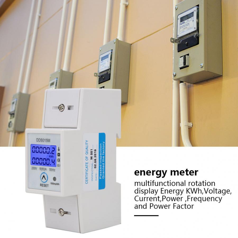 230v dds 015m energiwatt timetæller digitalt display enkeltfaset kan nulstilles elektrisk strømmåler 35mm din-skinnemontering