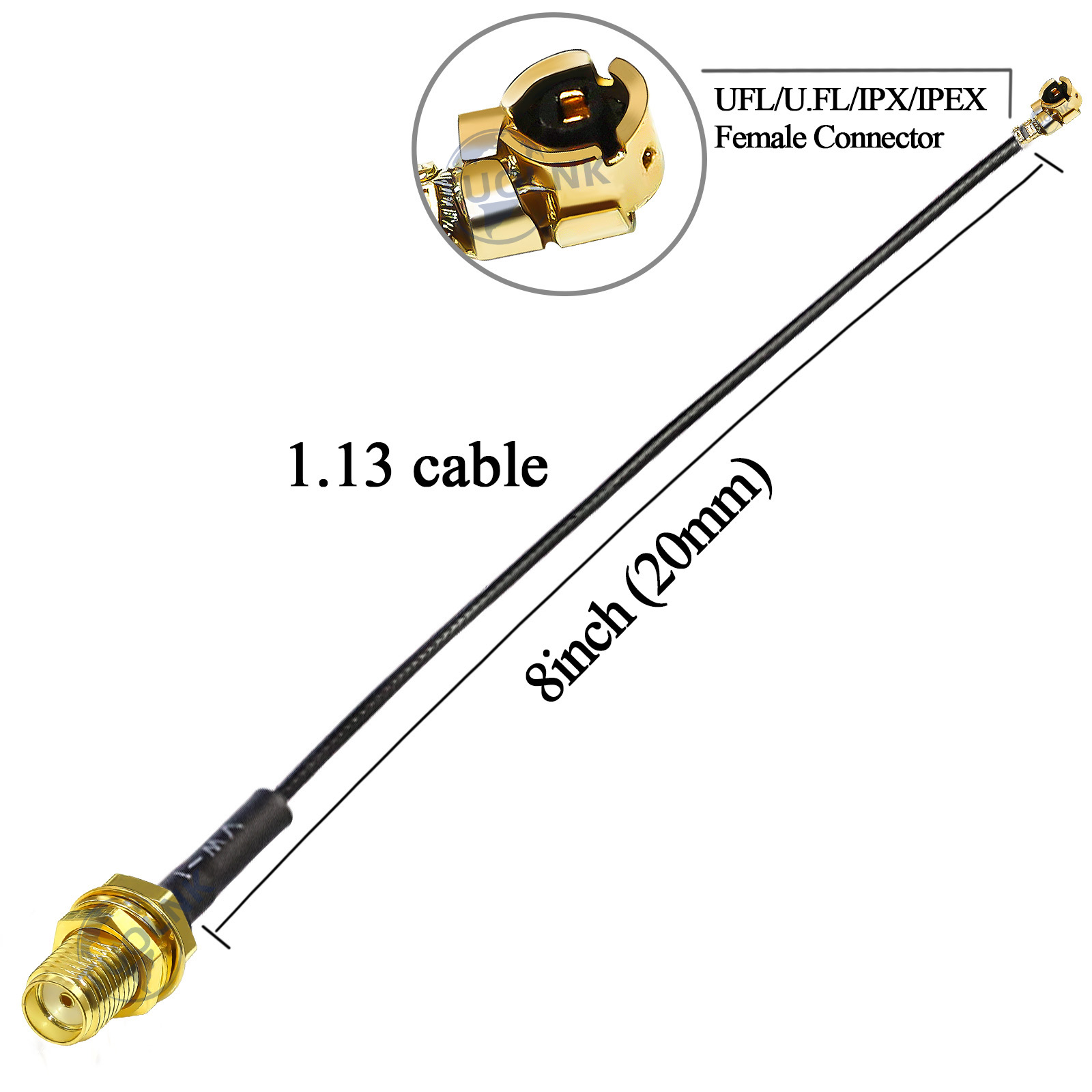 IPX 1.13 Cable SMA Female Connector to UFL/U.FL/IPX/ Low Loss Cable IPX to (RP)SMA Pigtail WiFi Antenna Extension Cable: army green / 16P
