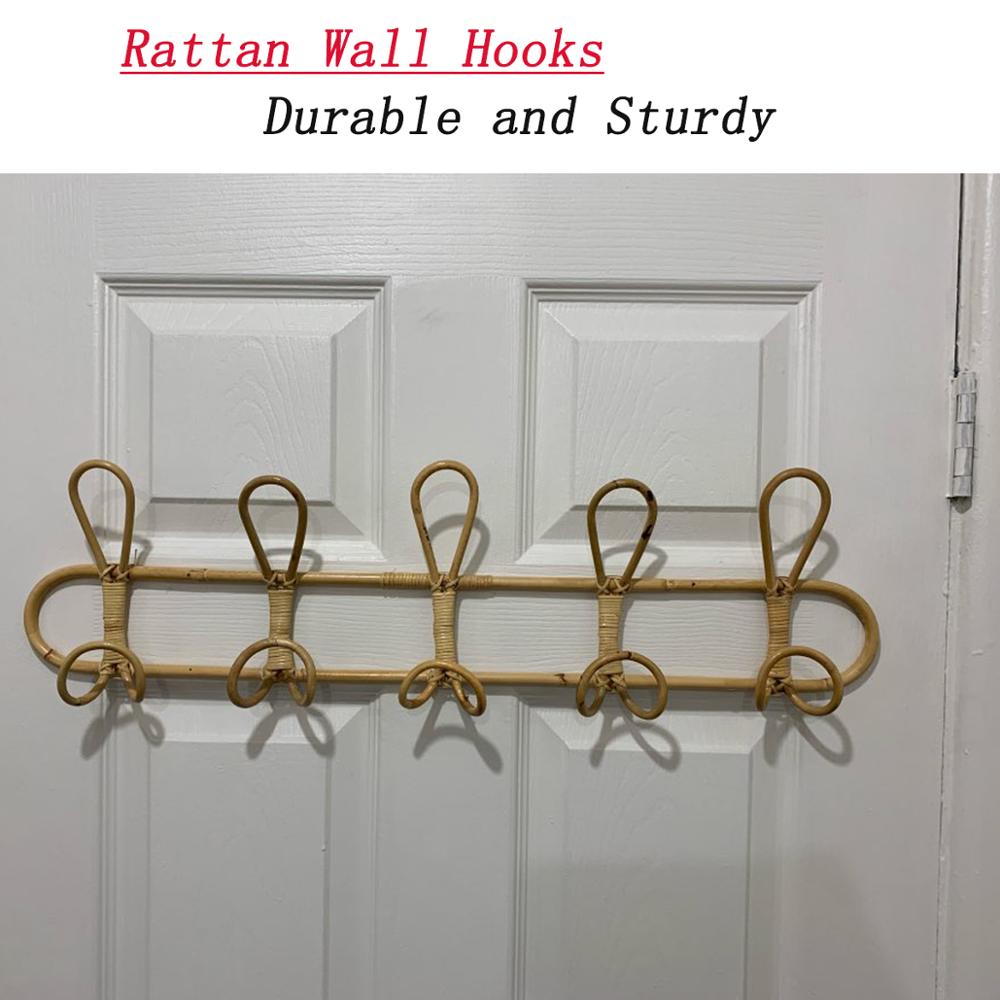 Rattan væg kroge børnetøj organisator rack tøj hat hængekrog rattan bøjle børneværelse dekor hænger