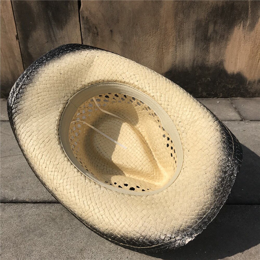 Handgemaakte Vrouwen Mannen Hollow Western Cowboy Hoed Vader Schipper Strand Sombrero Hombre Hoed Dame Handgemaakte Stro Sunbonnet Zonnehoed