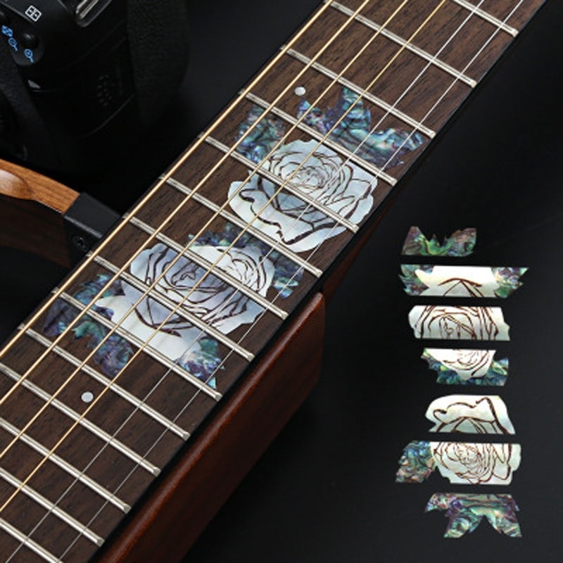 Cross inlay dekaler greppbräda klistermärke för elektrisk akustisk gitarr bas ultra tunn klistermärke gitarra tillbehör 18 stilar