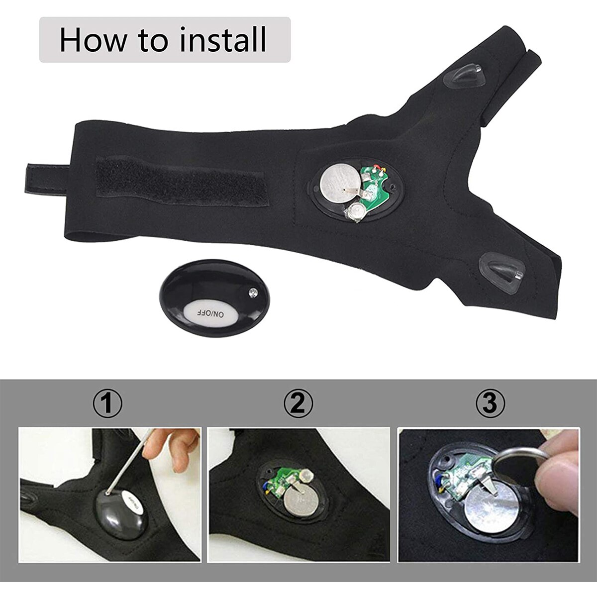 Guante con linterna LED para hombre, guantes sin dedos con correa mágica para exteriores, reparación de automóviles, pesca, Camping, herramienta de rescate para ciclismo en la oscuridad