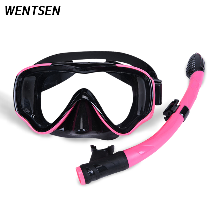 2022 Diving mask Diving Equipment kids full face mask for children boy and girls underwater Snorkeling goglese kit: Black and pink