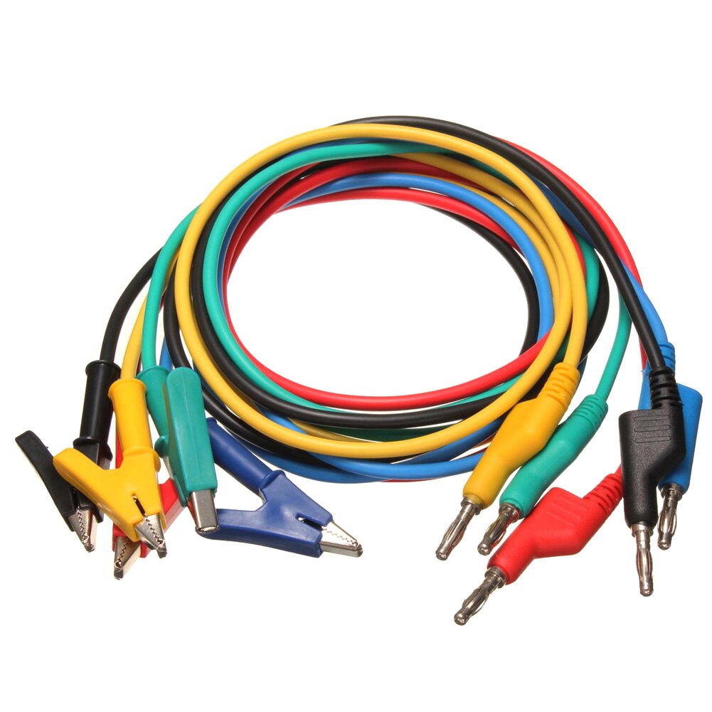 5Pcs Test Lijn Silicone banana Plug Alligator Clip Probe Lead Kabel voor Elektrische Laboratorium VS998