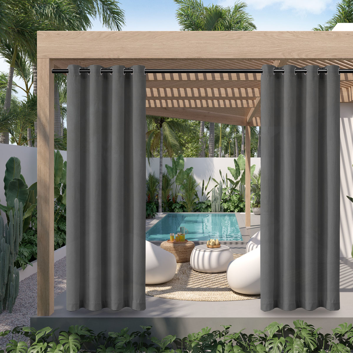 1 szt., wodoodporna zasłona Polyster na zewnątrz, odporna na warunki atmosferyczne kurtyna górna na ganek, pergola, Cabana, dekoracja patio