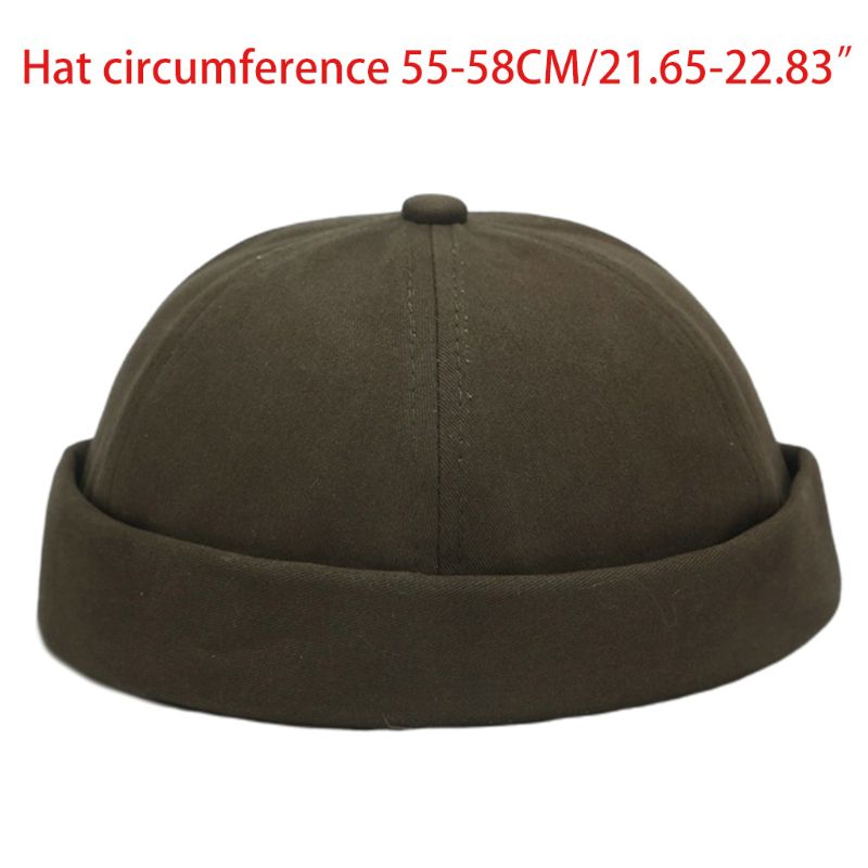 Mannen Vrouwen Retro Dome Meloen Brimless Beanie Solid Kleur Trendy Yuppies 6 Panelen Casual Katoen Docker Sailor Hoed.