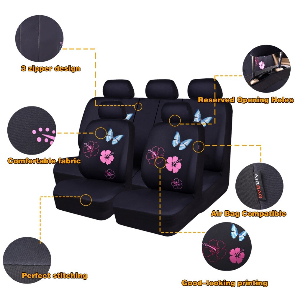 Auto-Pass Universele Auto Stoelhoezen Vlinder Cover Voor Auto 'S, Suv Auto Interieur Accessoires