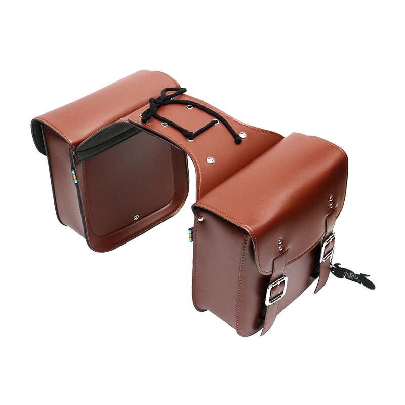Motorcycle Waterproof Bag Motorcycle Saddle Bags Pu Leather Motorbike Side Tool Bag Out Door Luggage for Sportster XL 883 1200: G brown pair
