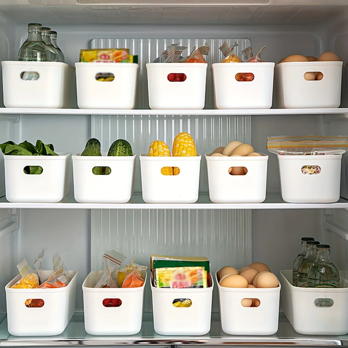 Portable Refrigerator Organizer Bins, Classified Storage Basket , Kitchen Fresh-Keeping Container for Fridge Organization