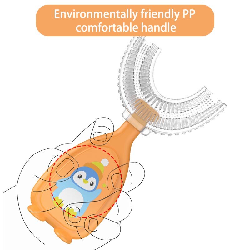 1Pcs U-Vorm Handleiding Vloeibare Siliconen Kinderen Teethbrush Leuke Cartoon Kinderen Tanden Reinigen Tandenborstel Oral Care