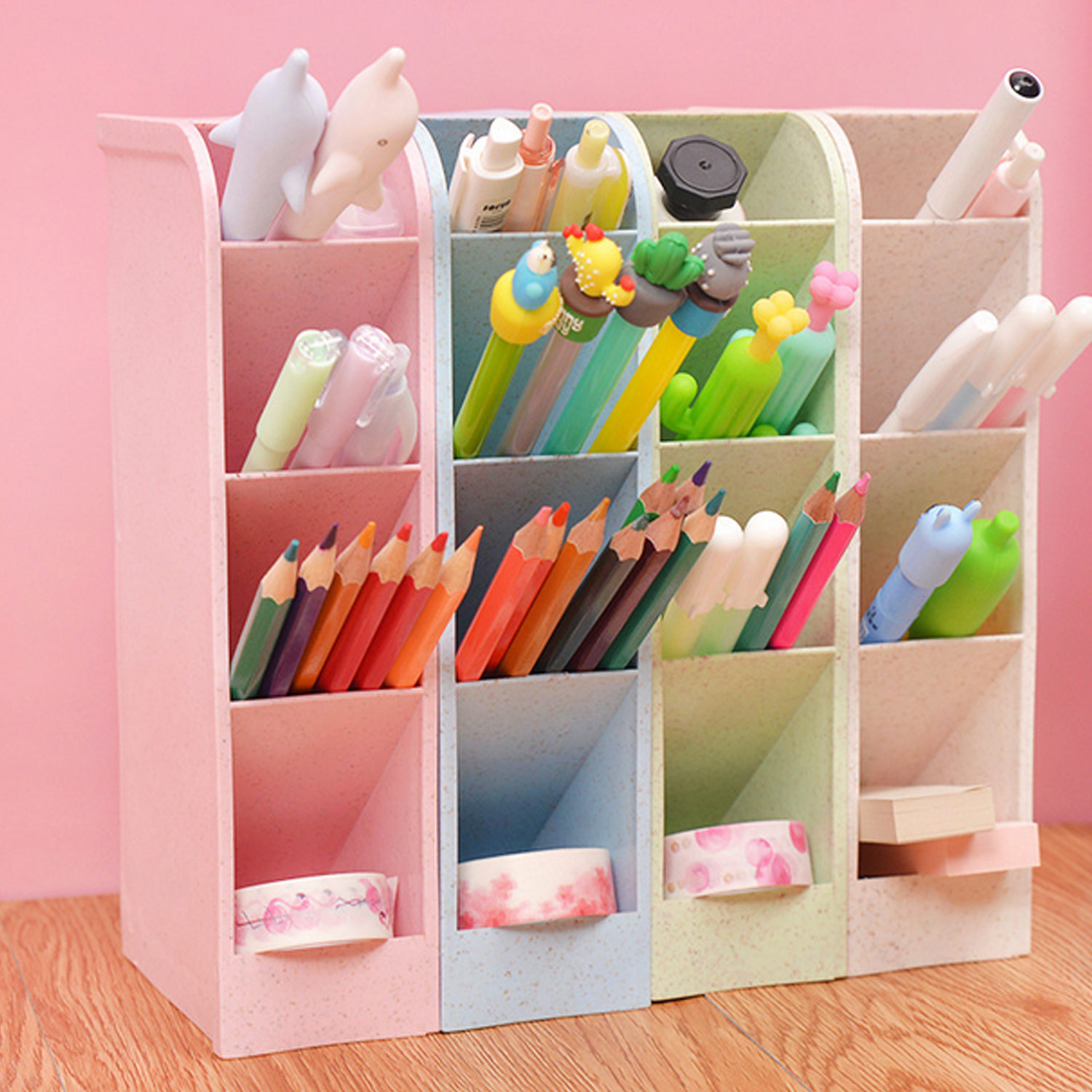 4 sztuk w różnych kolorach 4-krata Organizer na biurko schowek nosiciel kijów golfowych dla papeterii skarpetki narzędzia robić makijażu Dom gabinet szkolne