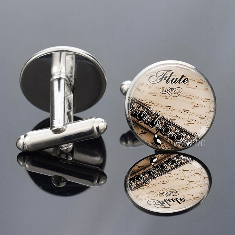 Musical Instruments Piano Flute Violin Guitar Music Symbol French Shirt Cufflinks for Men Wedding Cufflinks Cuff Links: size 5
