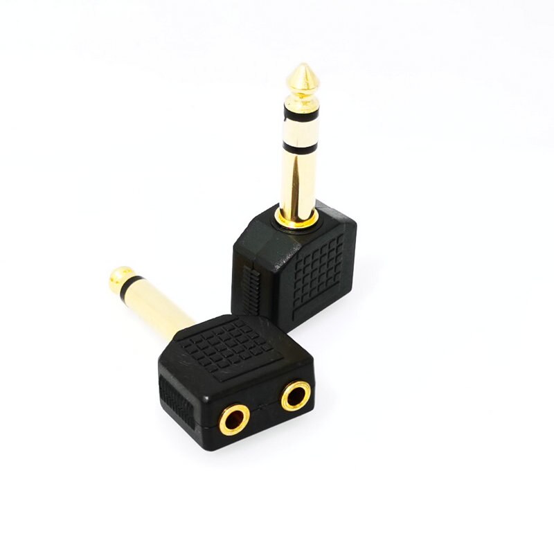 1/4 lydjack 6.35mm 3.5mm kontakter jack for hodetelefon mikrofon splitter omformer 6.3 3.5: 6.35mm to 3.5mm / 3- polet