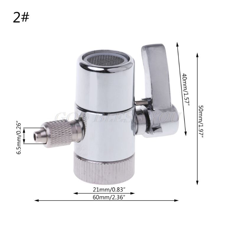 Faucet Adapter Diverter Valve Counter Top Water Filter Faucet Diverter Valve Ro System 1/4" 2.5/8" 3/8" Tube Connector: 2