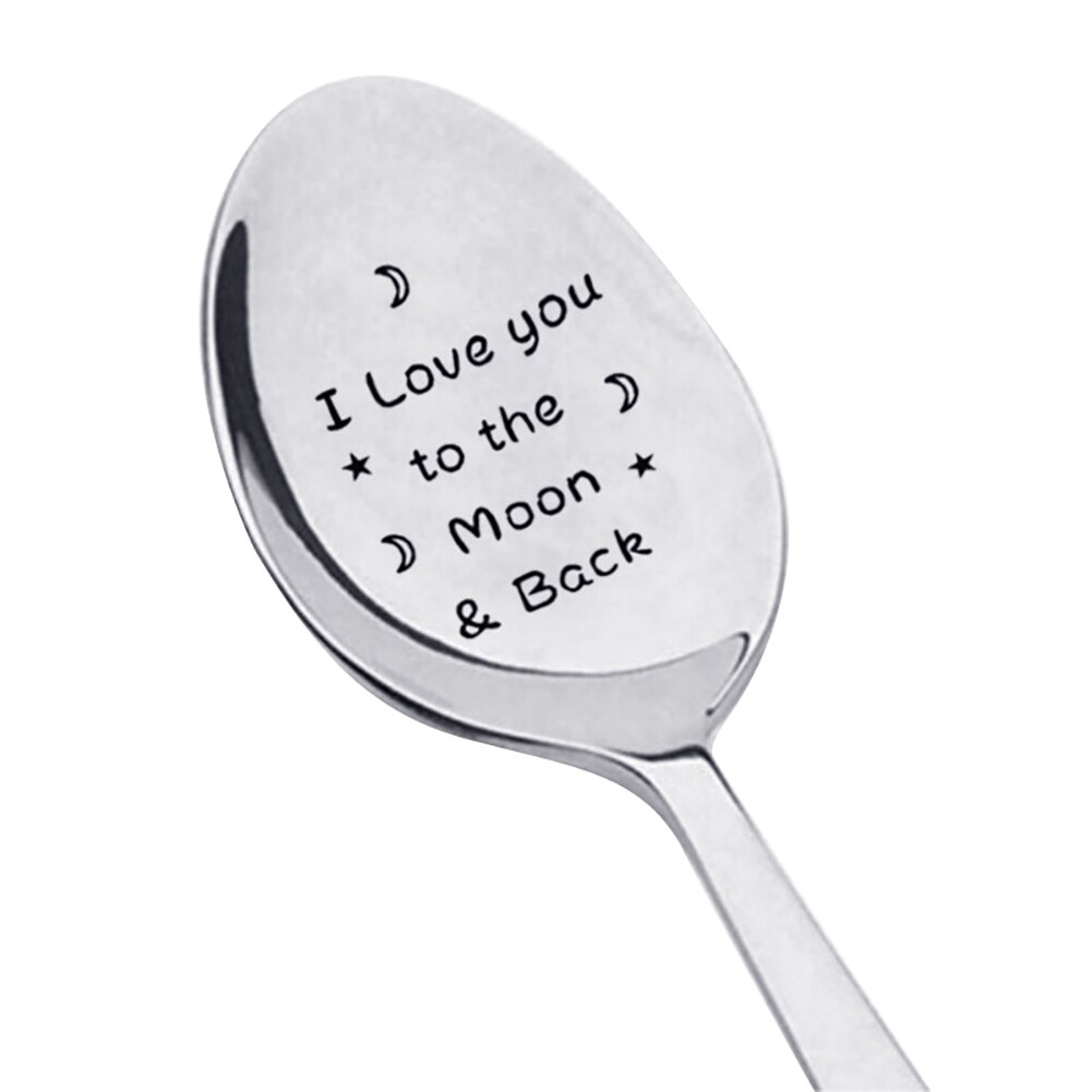 Portable Stainless Steel Peanut Butter Coffee Rice Tea Soup Spoon Couple Valentine's Day Drinking Tableware