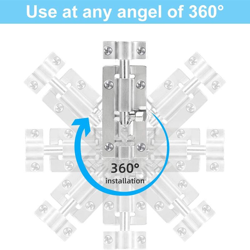 2 pcs 3 Inches Slide Latching Lock Thickened Stainless Steel Slide Lock with 6 Screw Holes for Door Household K888
