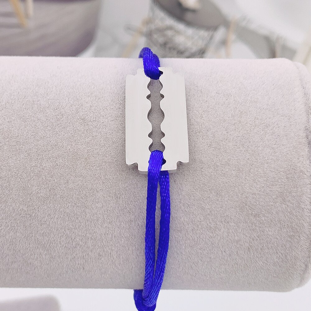 Stainless Steel Bracelet De Rasoir Blade Razor Bracelet With Black Red Rope Adjustable France Famous Brand Jewelry: 18TR-12