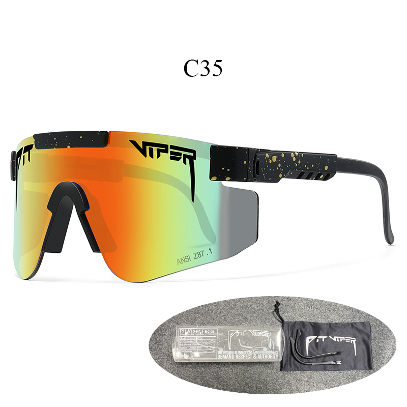 Pit Viper Vissen Zonnebril Outdoor Bril Sportbrillen Fietsen UV400 Fiets Zonnebril Mtb Goggles Met Case: C35