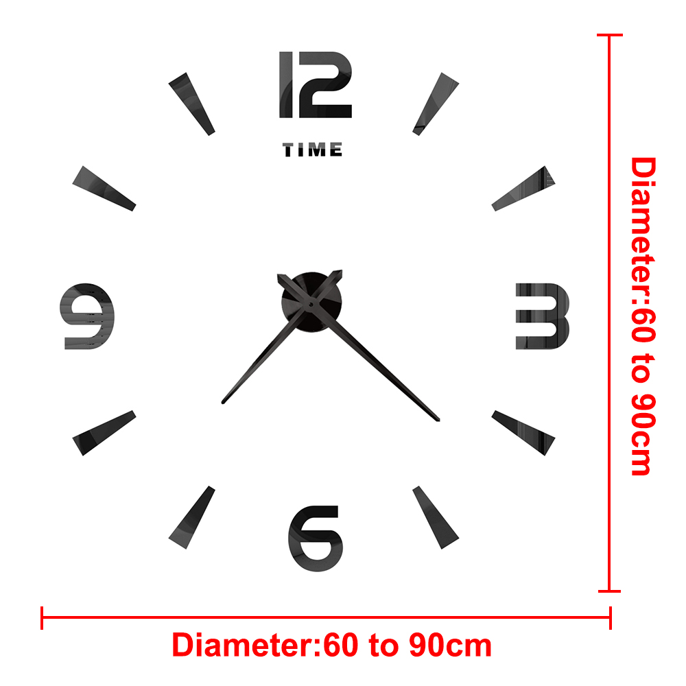 Relógio de parede moderno de 27 "~ 47", para decoração de sala de estar, sem moldura, faça você mesmo, com número de espelho, adesivo para decoração de quarto de casa: Bege