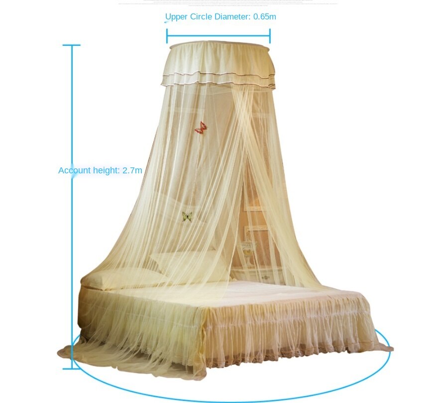 Bed Canopy Hung Mosquito-proof Net Round Top Princess Bed Tent Curtain Foldable Canopy On The Bed Fairy Lace Dossels