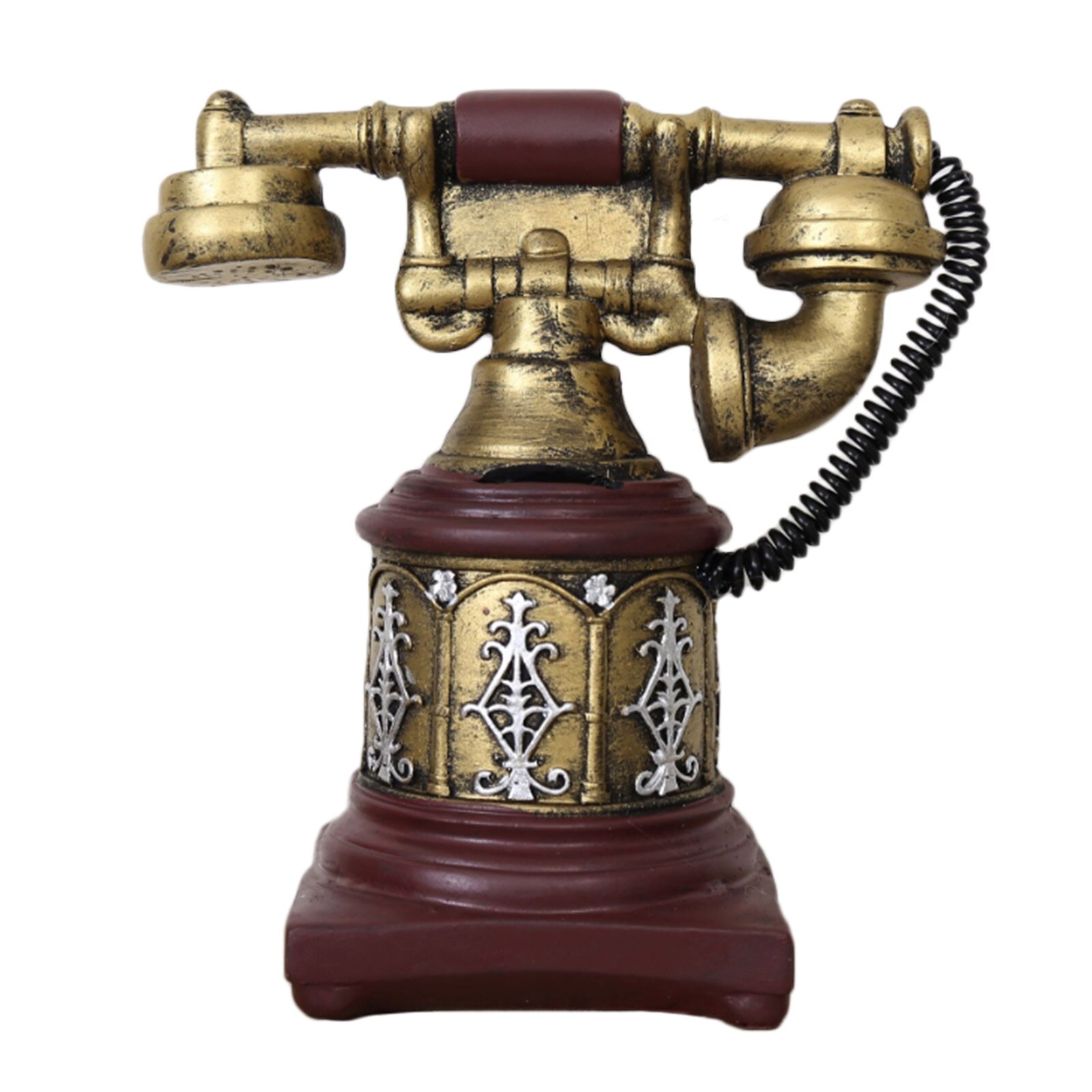 Piggy Bank Ornaments Telephone Easy To Clean American Retro Resin Coin Box Furnishings Vintage Home Deco: A2
