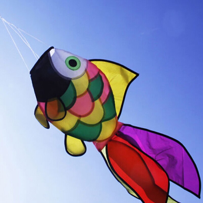 Aquilone di pesce arcobaleno Nylon Ripstop giocattoli Flying Beach Fun aquilone Windsock Outdoor Garden Decor linea per bambini giocattoli per lavanderia