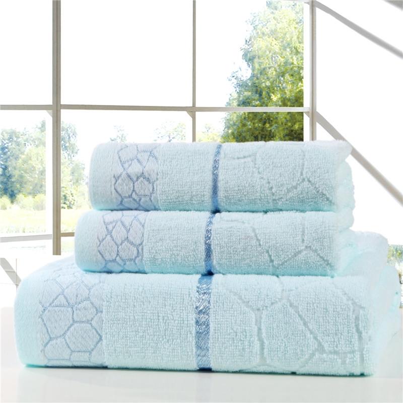Serviette de bain égyptien rayé, serviette de bain haut de gamme, à séchage rapide, lavable en Machine, pour la maison et l'hôtel,: blue / 3 pieces
