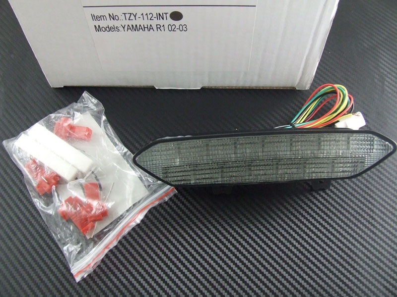 Motocicleta led turn signal luz traseira da cauda para yamaha r1 2002 2003: SMOKE