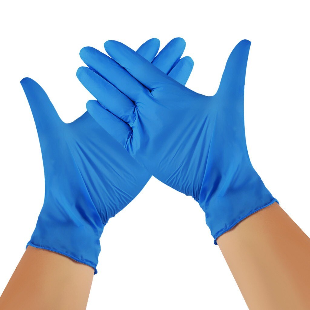 Gants jetables en Nitrile rose bleu, 100 pièces, protection anti-allergie, pour les mains, pour le travail, la cuisine, la vaisselle, mécanicien: Bleu / L-100Pcs