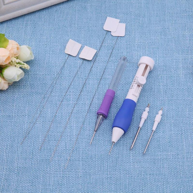 Plastic Magic Embroidery Pen Punch Needle Set Interchangeable Knitting Needles DIY Crafts Pen Punch Needle Sewing Accessories