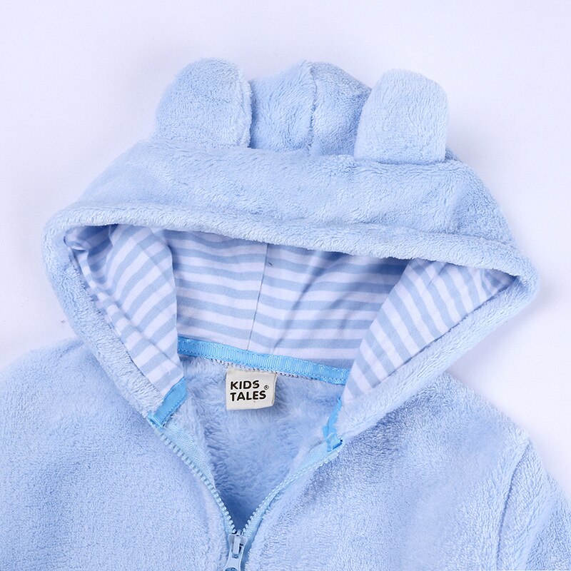 Baby Boy Winter Kleding Blue Kids Meisje Jas 6-24 Maanden Kinderen Lange Mouw Hooded Coral-fluwelen Beer Rits Jas