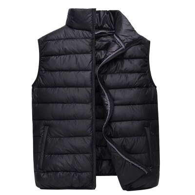 Zogaa Winter Mouwloze Jas Voor Mannen Toevallige Warme Solid Parka Vest Mannelijke Slim Fit Rits Werk Vesten Vest Plus Size S-4XL: Zwart / XXL