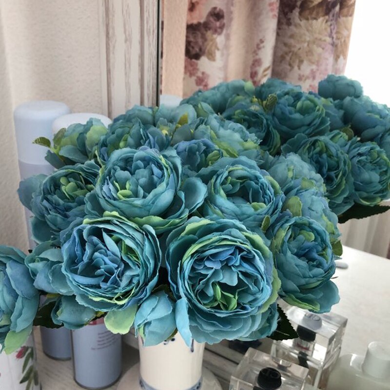 roze grote pioen kunstbloemen elegante mooie zijden nep bloemen blossom pioenen bruiloft home party decoratie blad