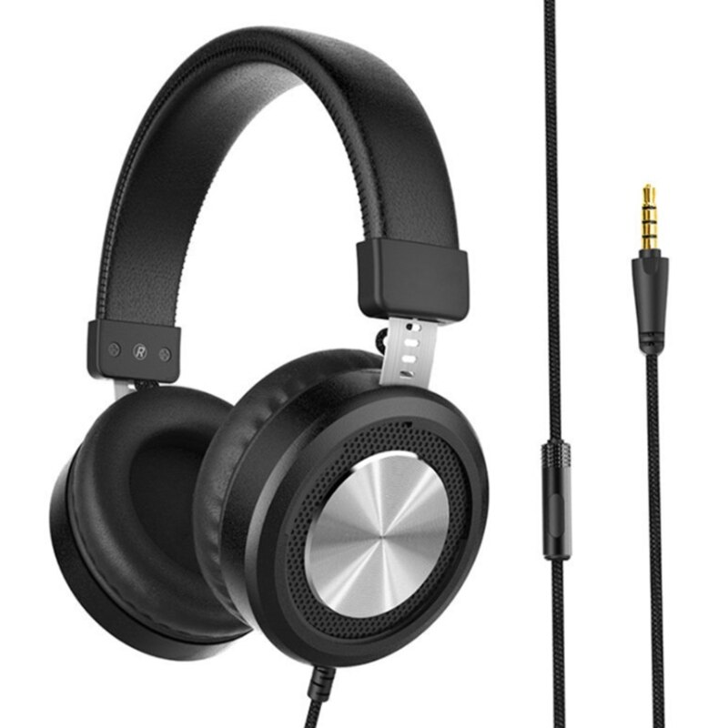Wired Over Ear Headphones 3.5mm Computer Recording Phone Laptop 68UB: Black