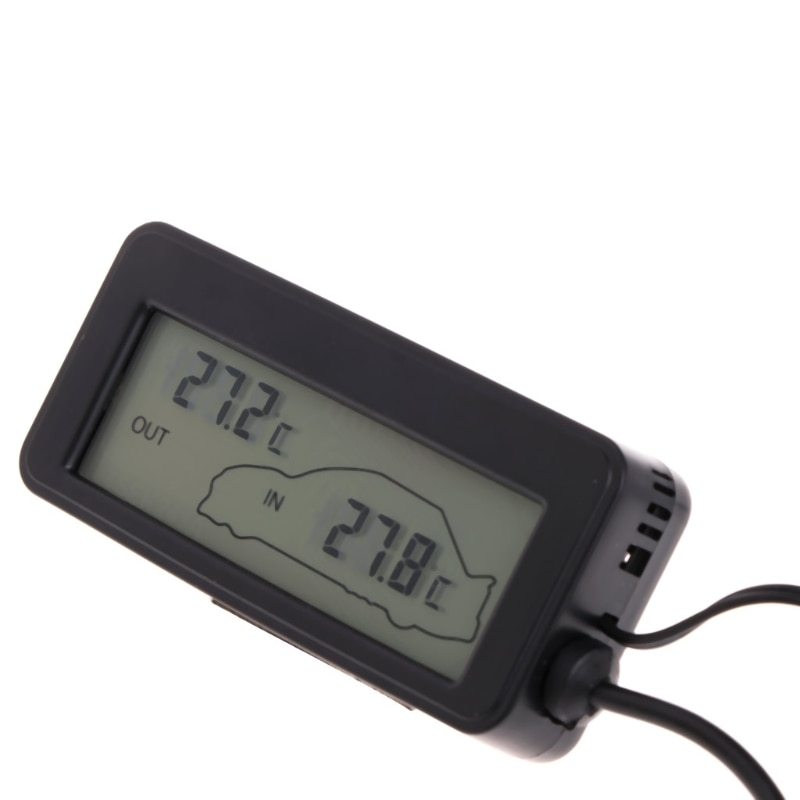Termómetro Digital para coche LCD a Color, Mini termómetro para vehículos de 12V, Monitor térmico para Interior de coche, medidor de temperatura Exterior, Sensor de Cable de 1,5 M