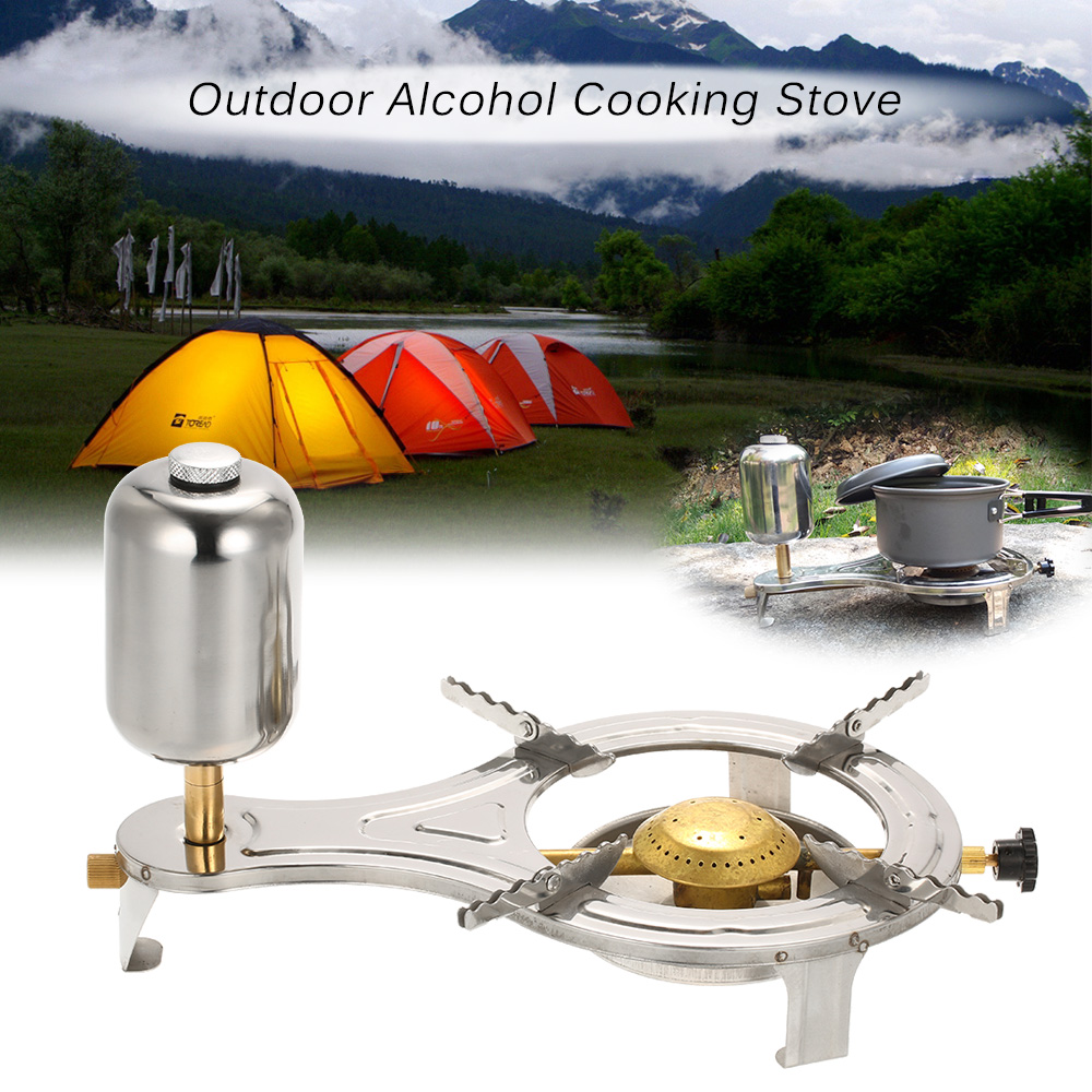 Draagbare Outdoor Vloeibare Alcohol Fornuis Rvs Camping Wandelen Houtkachel Firewoods Oven Mini Picnic Fornuis