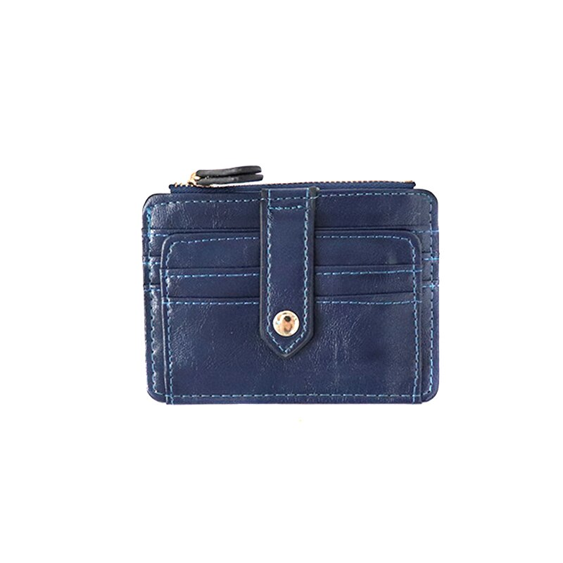 Simple Women Purse PU Leather Zipper Coin Pouch Short Wallet Casual Card Holder Billfold K2: Blue