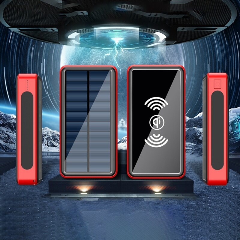 80000mAh Qi kabellos Energie Bank Solar- Energie Bank 4usb Handys Ladegerät für Iphone Samsung Xiaomi 9V 4A Externe batterie Bank
