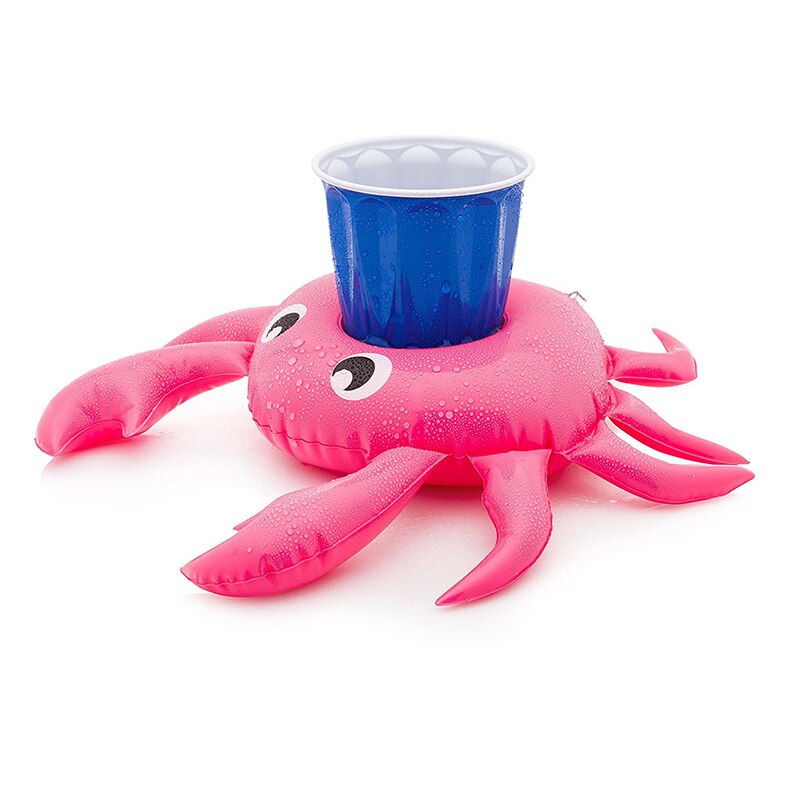 Mini Floating Cup Holder Water Inflatable Coasters Swimming Pool Drink Float Toy Inflatable Circle Pool Coasters Accessories: crab