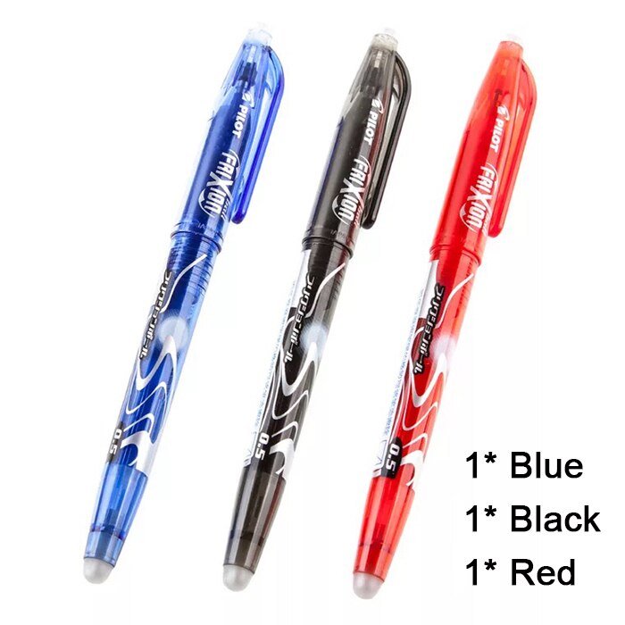 Pilot Frixion LFB-20EF-B Colors Erasable Marker Gel Ink Pen Medium Tip 0.5 mm for Elfinbook [More option]: 1 Black 1 Blue 1 Red