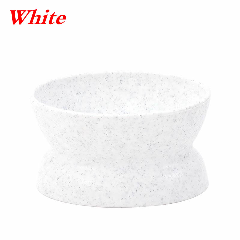 Kitten Stress Free Double Side Use Feeding Dish Raised Cat Food Bowl Collection Pet Feeder Raised Cat Food Bowl: White