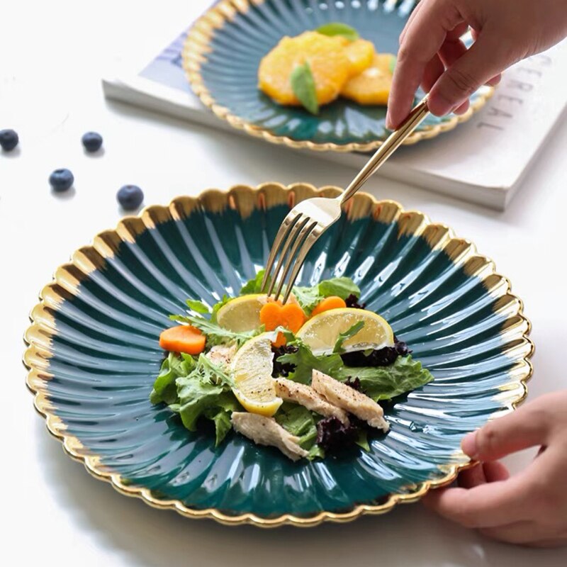 Green tableware set plate food plate salad soup bowl plate bowl set leaf plate dinner plate sets dinnerware set plates dishes