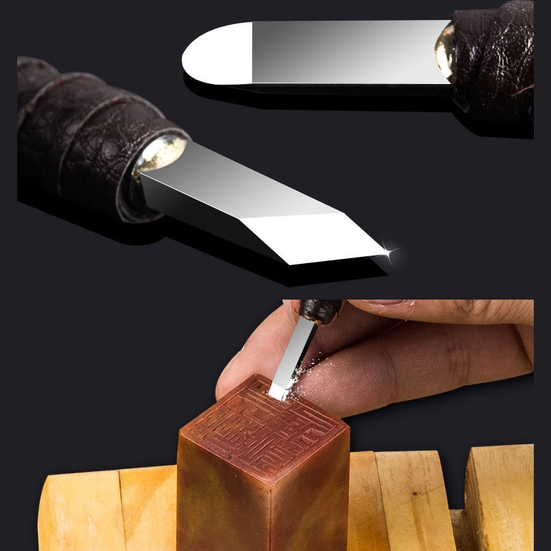3/8/10Pcs Carved Stone Files Knife Tungsten Steel Carving Files Knife Chisel Craft Tools Leather Case for Engraving