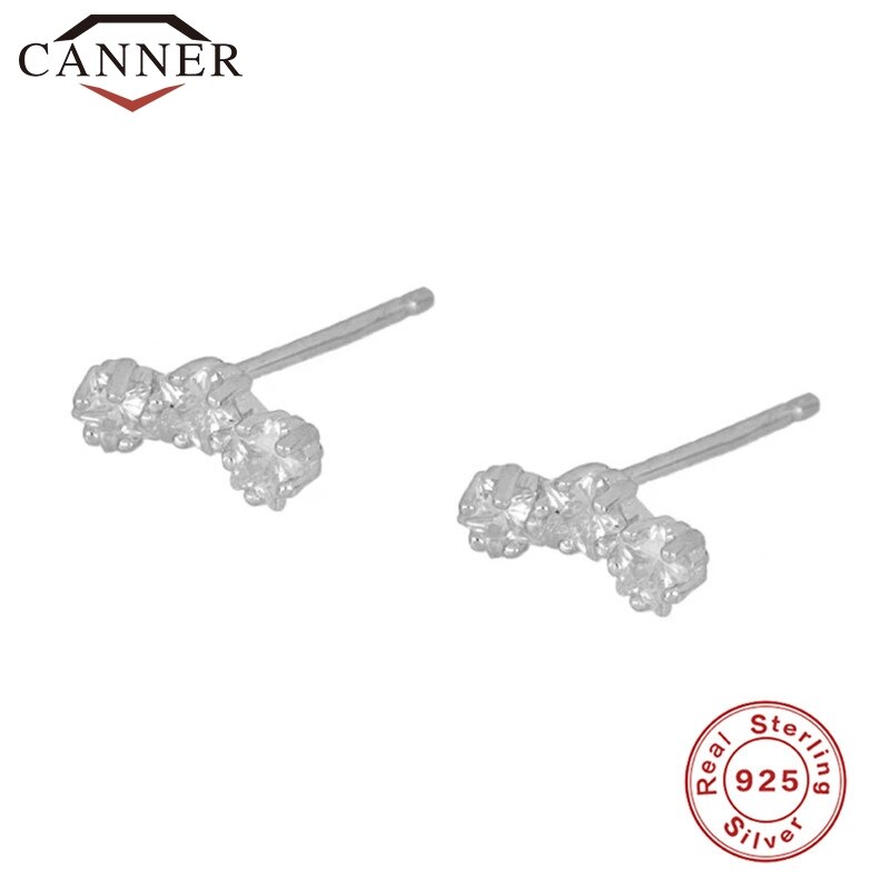 925 sterling silber Geometrische sterne Zirkon Stud Ohrringe für Frauen Persönlichkeit Wilden Gold Ohrringe Modeschmuck: 1 silver