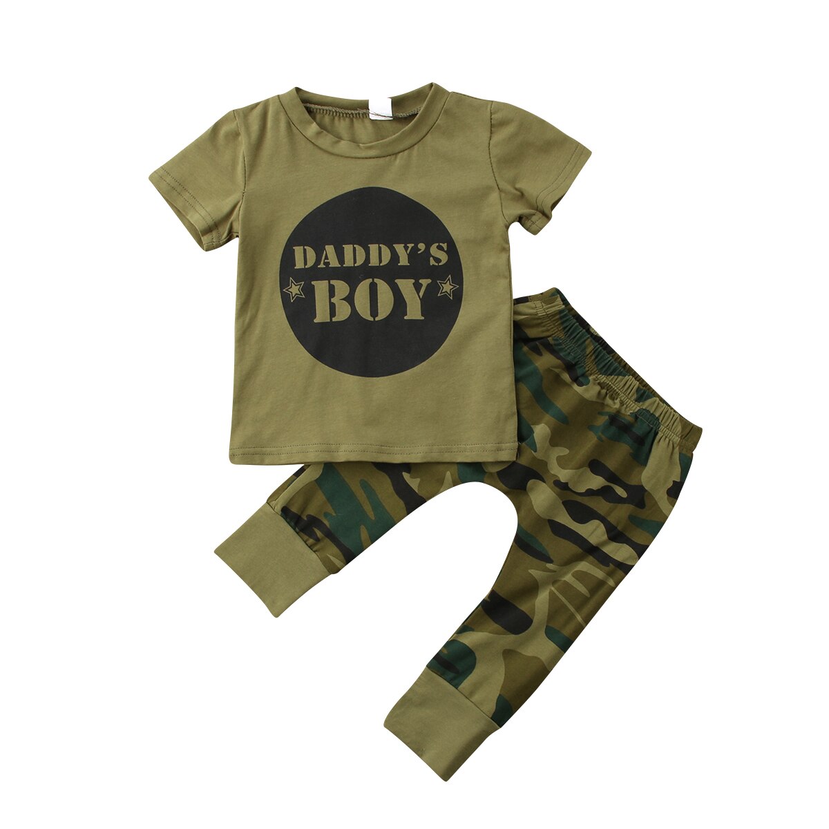 Nyfødt lille barn baby dreng pige camouflage t-shirt toppe bukser tøj sæt tøj 0-24 m: Drenge / 6m
