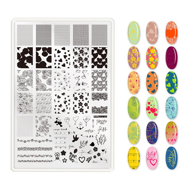 ANGNYA Square Dandelion Nail Stamping Plates Animal Patterns Stainless Steel Nail Art Stencil Tools Stamp Plate 9.5*14.5: ZJOYPLUS 42
