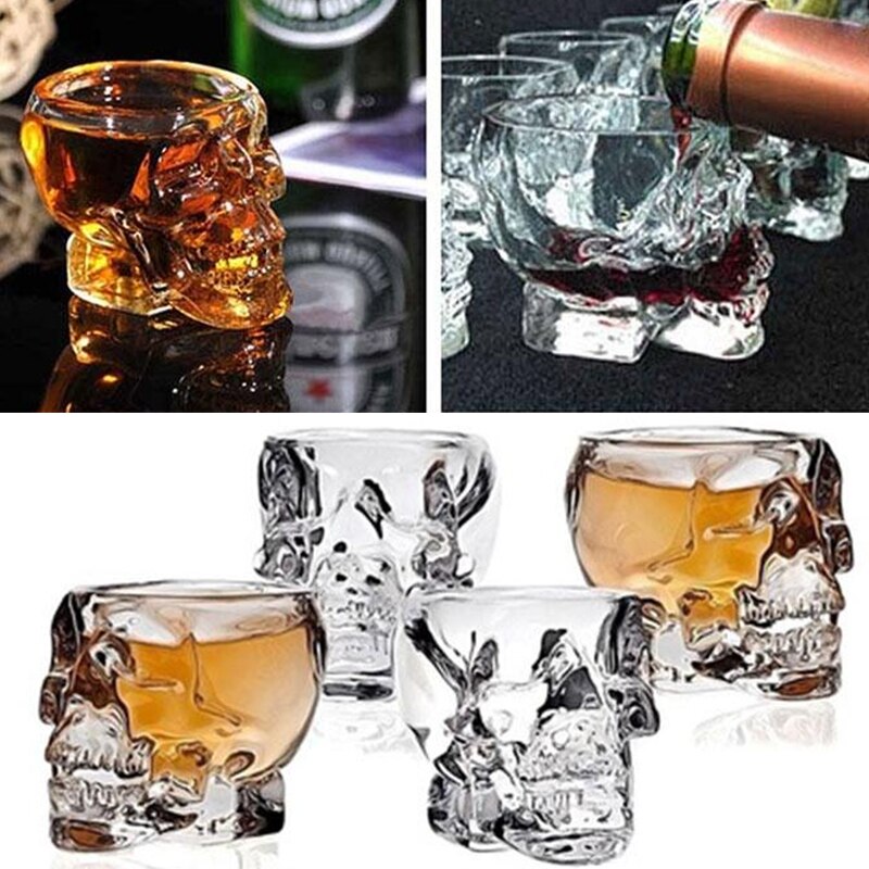 Cups 25Ml-250Ml Dubbele Muur Schedel Skelet Whisky Bar Wijn Bril Glas Cup Kristallen Schedel Hoofd vodka Shot Wijn Glas