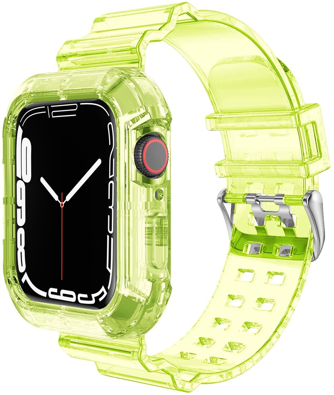 Case+Strap for Apple Watch Band 44mm 40mm 45mm 41mm 42mm 38mm Accessories Transparent Silicone Bracelet iWatch series 3 5 6 se 7: Transparent yellow / 42mm or 44mm or 45mm